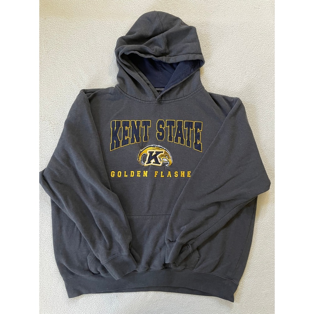 Colosseum Mens Large Hoodie Gray Kent State Golden Flashes Embroidered Pullover